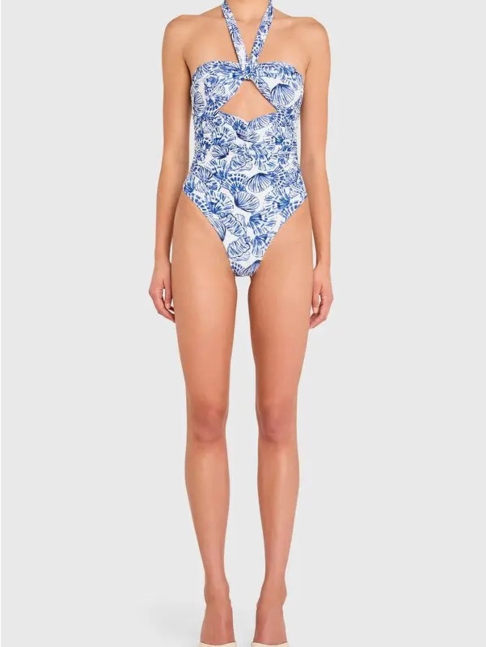 Amanda Uprichard Fortune Blue and White One-Piece Swimsuit